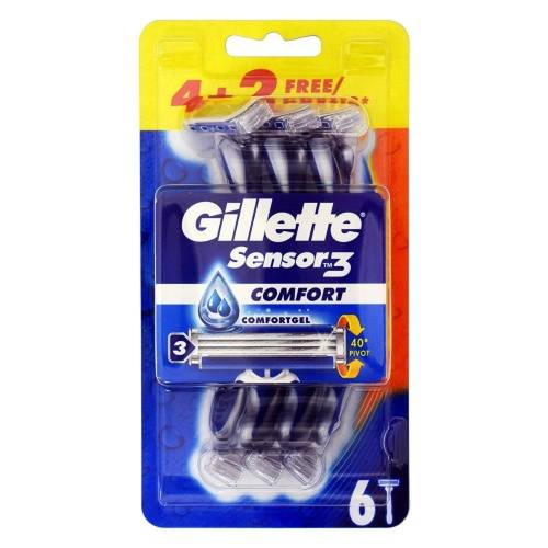 جيليت سينسور 3 كومفورت (Sensor 3 Comfort) ماكينة حلاقة رجالية عرض (4+2 حبات)