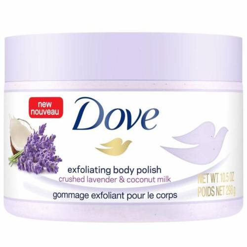 دوف (Dove) مقشر وصنفرة الجسم بخلاصة اللافندر وحليب جوز الهند لنعومة واسترخاء تام - 298 جم