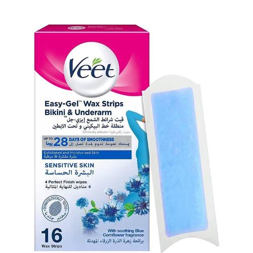 فيت (Veet) شرائح شمعية لإزالة شعر منطقة الإبط والبكيني للبشرة الحساسة