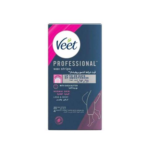 فيت (Veet) شرائح شمعية لإزالة الشعر للبشرة العادية بنعومة تدوم طويلاً - 20 قطعة