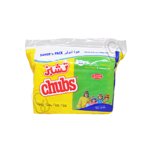 تشبز (Chubs) مناديل مبللة للأطفال بزبدة الكاكاو وزيت اللوز (عبوة توفير 4×40)