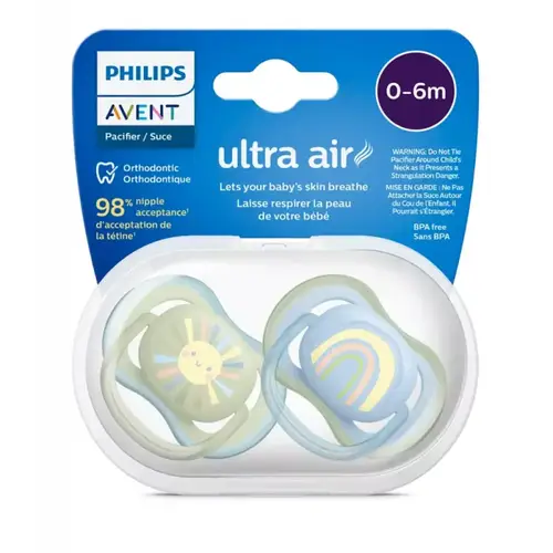 فيليبس أفنت (Philips Avent) حلمة ولهاية أطفال ألترا إير للأولاد (0-6 أشهر) - قطعتين