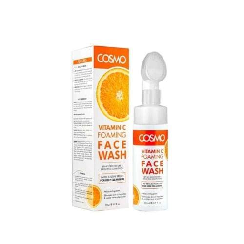 كوزمو غسول وجه رغوي بفيتامين سي (Vitamin C) مع فرشاة لتفتيح وإشراق البشرة - 175 مل