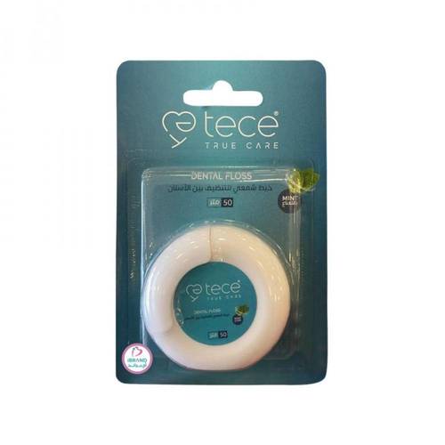 تيسي (Tece) خيط أسنان شمعي (Waxed Floss) بنكهة النعناع لإزالة البلاك بين الأسنان - 50 متر