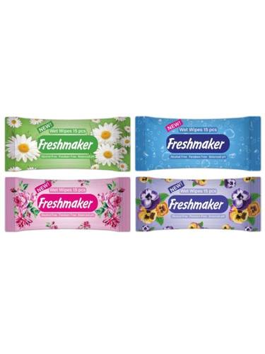 فريش ميكر (Fresh Maker) مناديل ميني مبللة بعطر الأزهار المنعش للجيب (15 منديل)