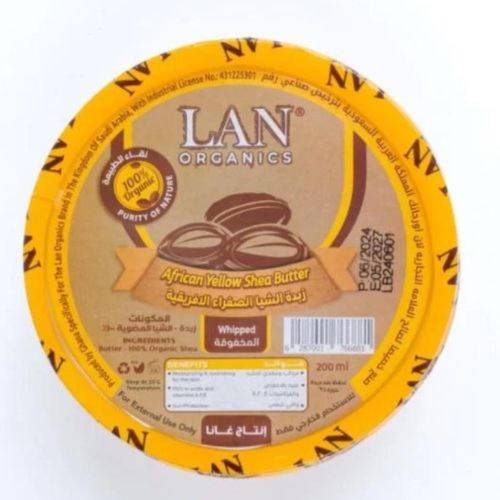 لان أورجانيكس زبدة الشيا الأفريقية الصفراء الخام للترطيب العميق - 200 مل