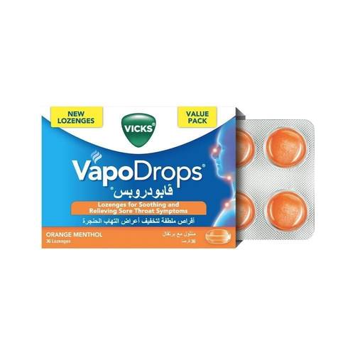 فيكس فابودروبس (Vicks) أقراص ملطفة للحنجرة بالمنثول والبرتقال المنعش - 36 قرص