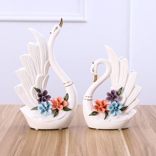 Ceramic Swan Decoration Modern Practical Home Decorations European Living Room Crafts Creative Wedding Gift Decoration