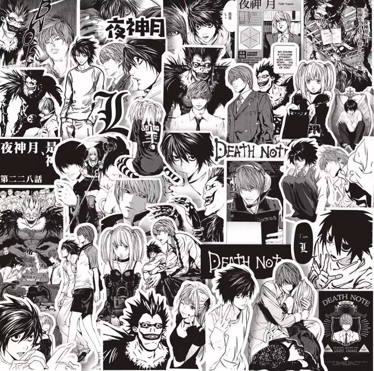 ‏65 قطعه من ستكرات death note