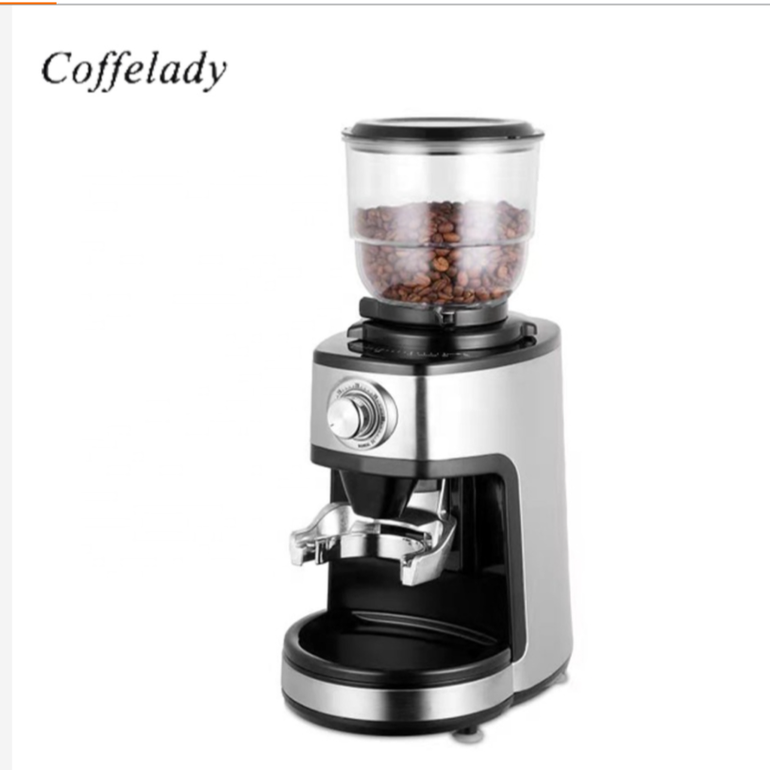 Continental grinder adjustable speed burr coffee grinder electric machine with translucent coffee bean container