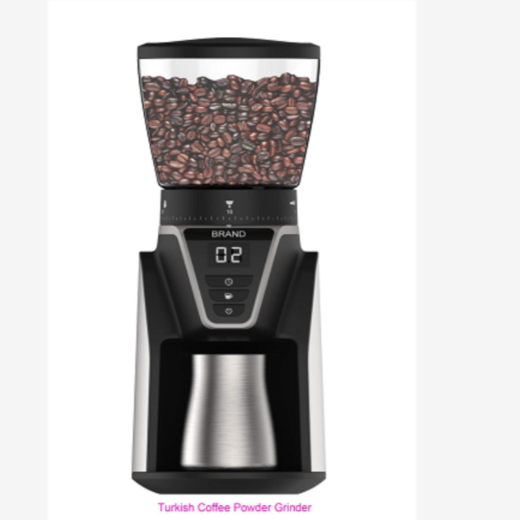 Turkish coffee grinder with 40mm diameter detachable conical burr electric coffee bean grinder digital screen