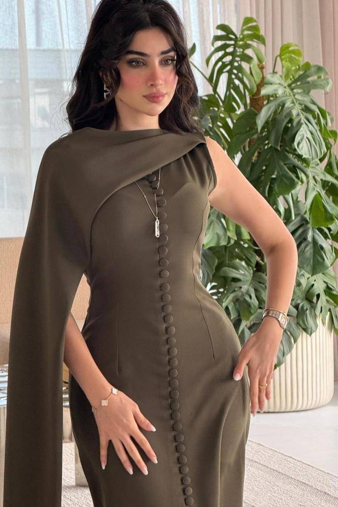 فستان ناعم كاب لون أخضر داكن