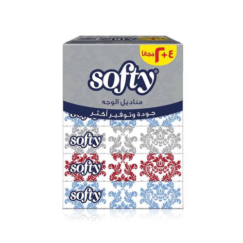 Softy facial tissues, two layers, 70 tissues, 4+2
