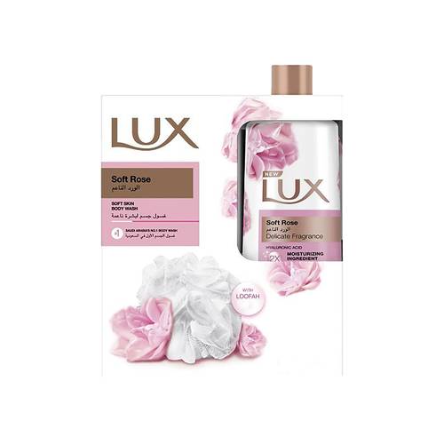 لوكس سائل استحمام الورد الناعم 250مل+ليفة