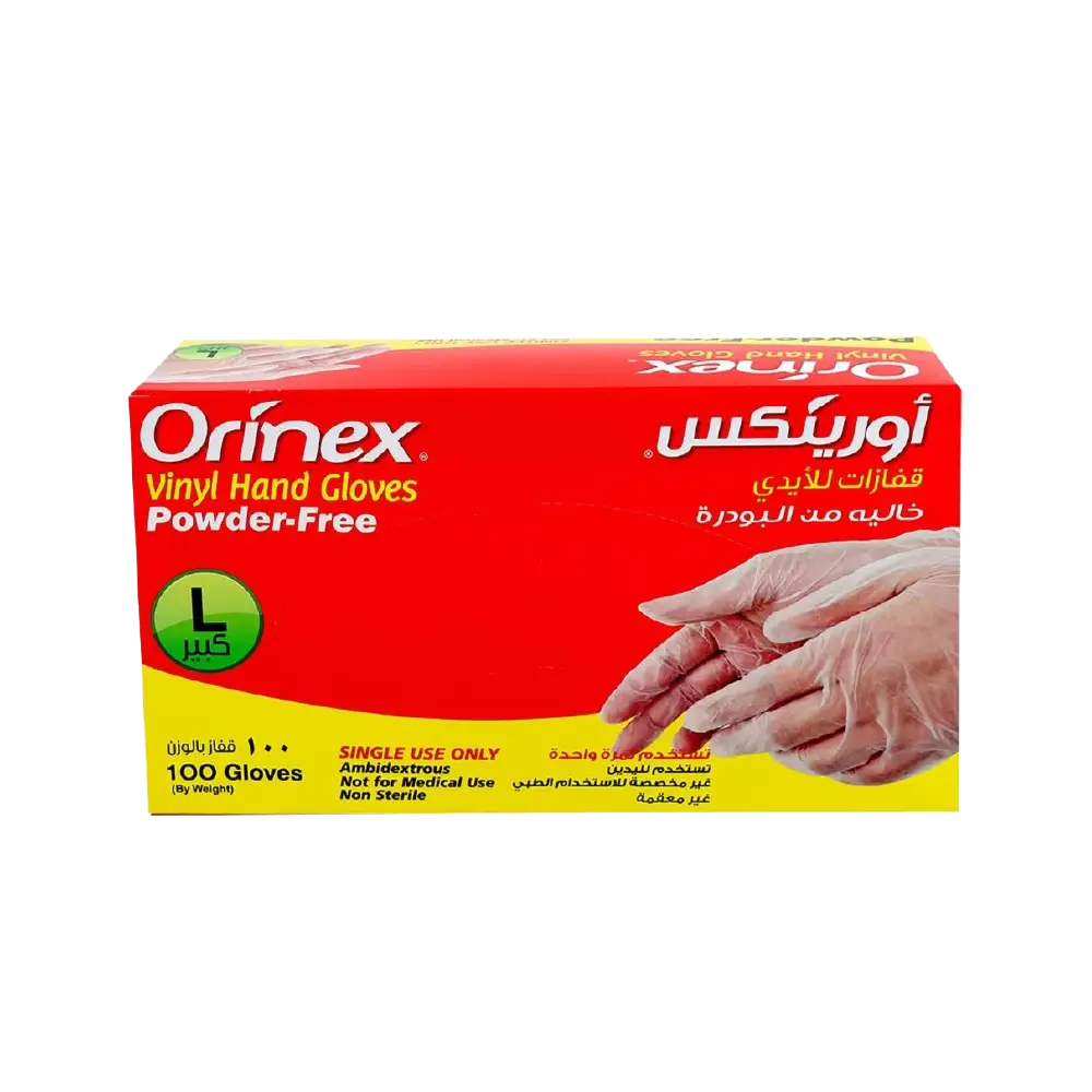 اورينكس قفازات بلاستيك بدون بودرة كبير100ح
