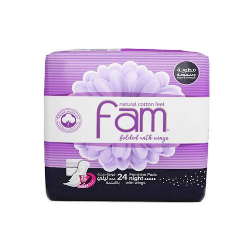 Fam feminine pads night with wings 24 pads