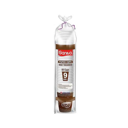 Sanita paper cups without handle, 50 cups, 9 ounces