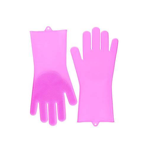 قفازات غسيل الصحون 2حبة سيليكون وردي