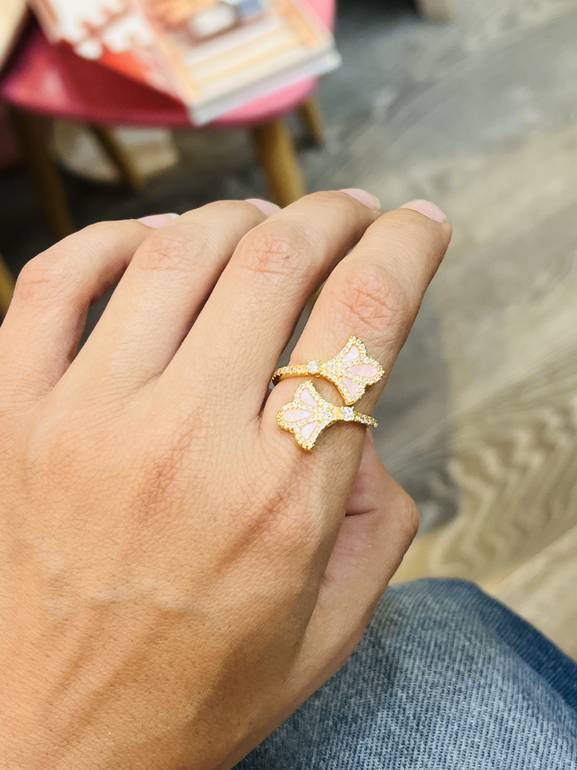 Free size ring gold x pink 