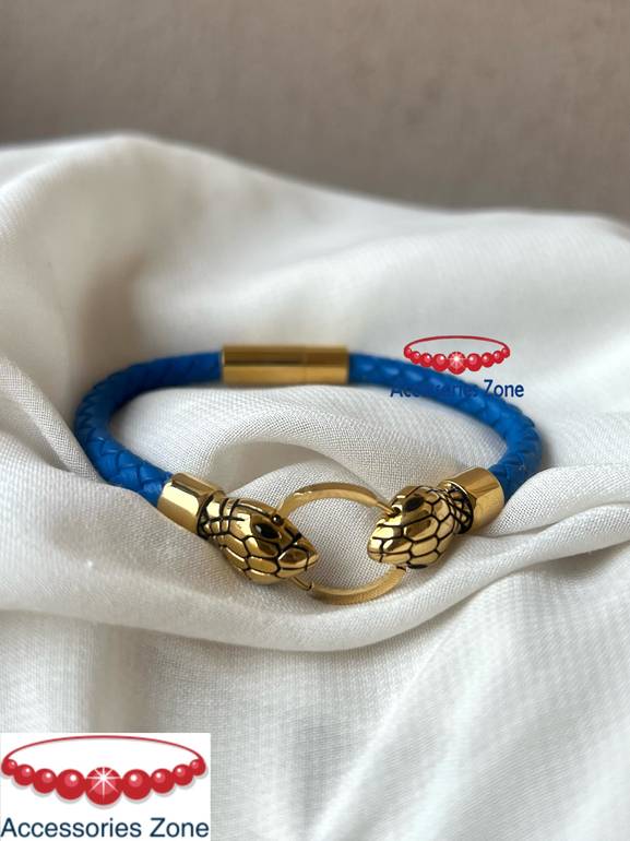 Blue leather bracelet 