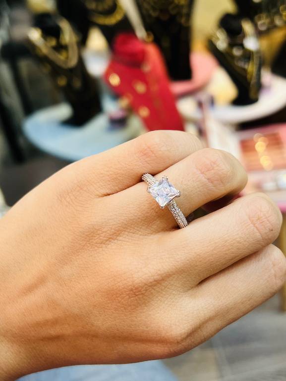 Small square stone ring 