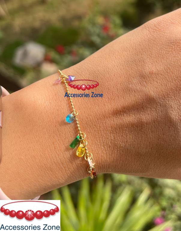 Bracelet with coloured stones Gold colour 