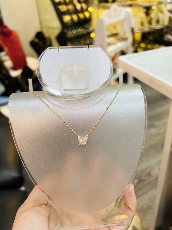 White gold butterfly necklace 
