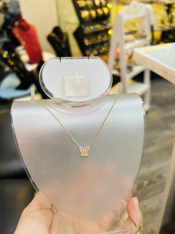 Pink gold butterfly necklace 