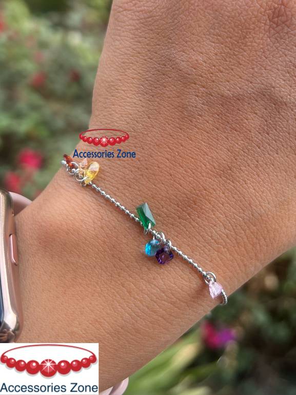 Bracelet with coloured stones silver colour 