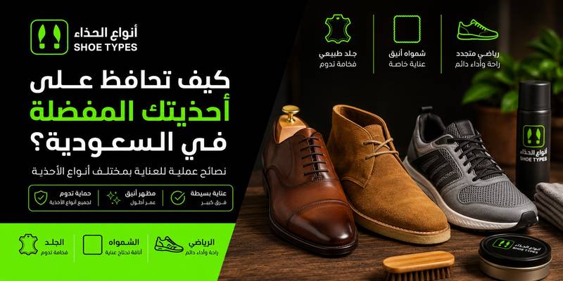 كيف تحافظ على أحذيتك المفضلة في السعودية؟ نصائح عملية للعناية بمختلف أنواع الأحذية (الجلد، الشمواه، الرياضي)