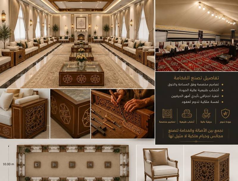 تأثيث القصور والخيام الملكية بأسلوب خليجي فاخر