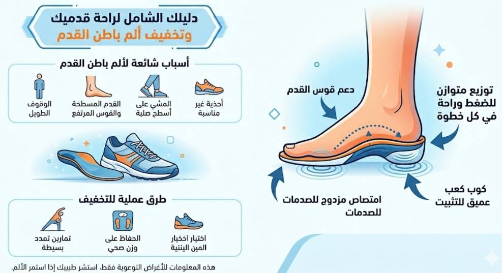 ألم باطن القدم عند المشي: الأسباب وطرق تخفيف الضغط