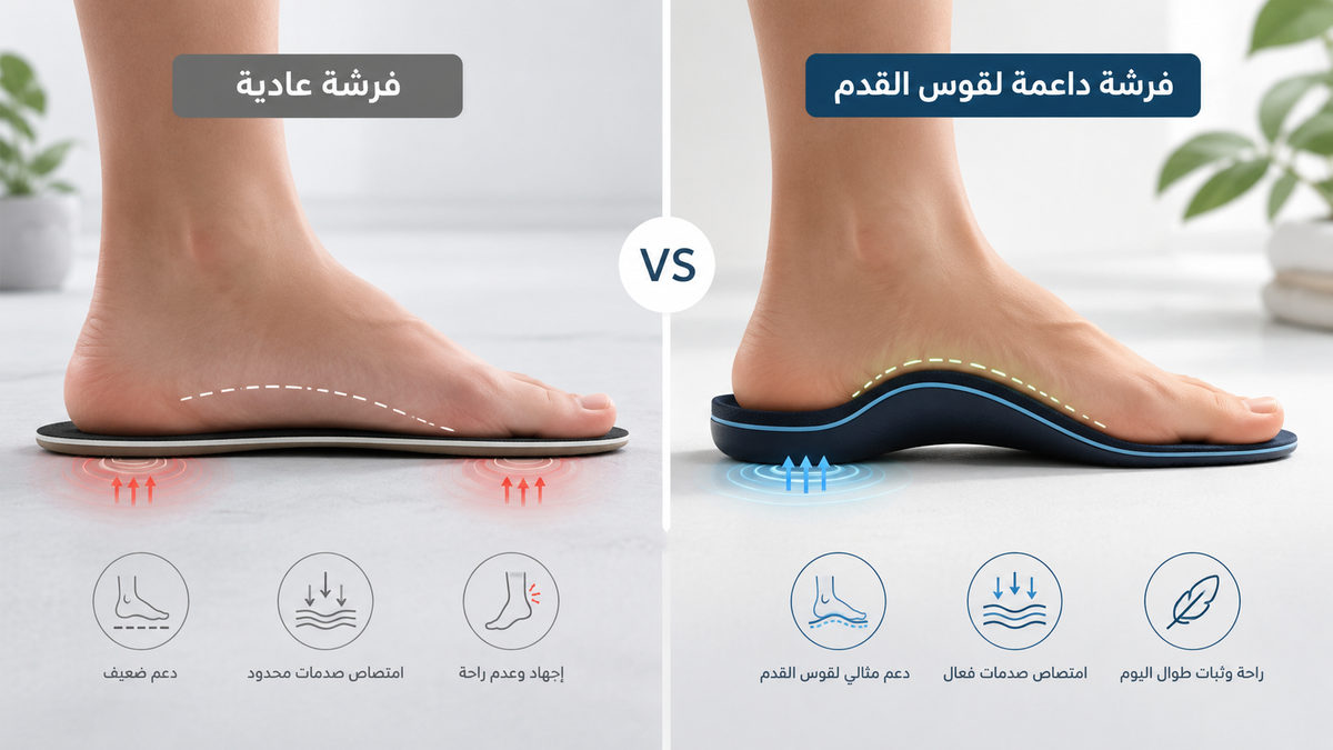 الفرق بين الفرشة العادية والفرشة الداعمة لقوس القدم