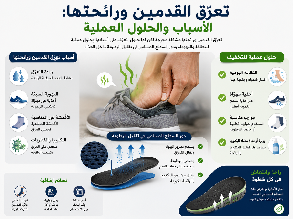 تعرّق القدمين ورائحتها: الأسباب والحلول العملية