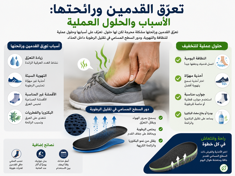تعرّق القدمين ورائحتها: الأسباب والحلول العملية