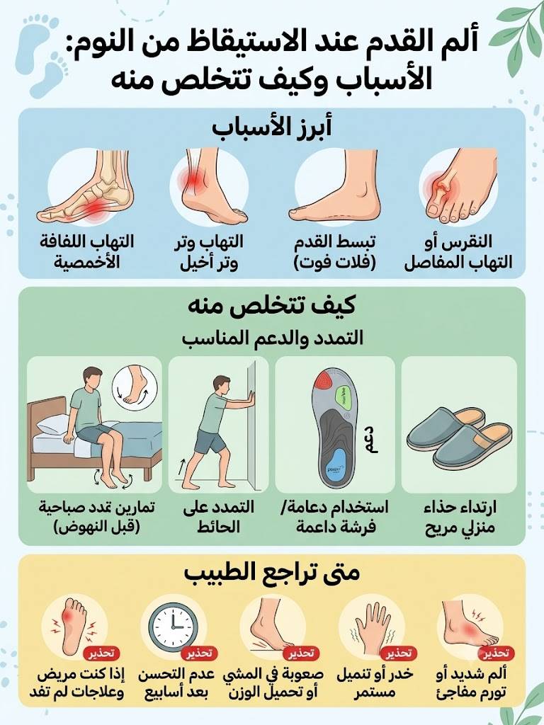 ألم القدم عند الاستيقاظ من النوم: الأسباب وكيف تتخلص منه