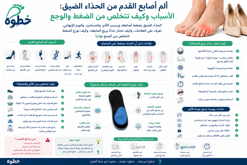 ألم أصابع القدم من الحذاء الضيق: الأسباب وكيف تتخلص من الضغط والوجع