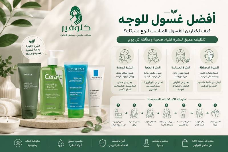 أفضل غسول للوجه: كيف تختارين الغسول المناسب لنوع بشرتك؟