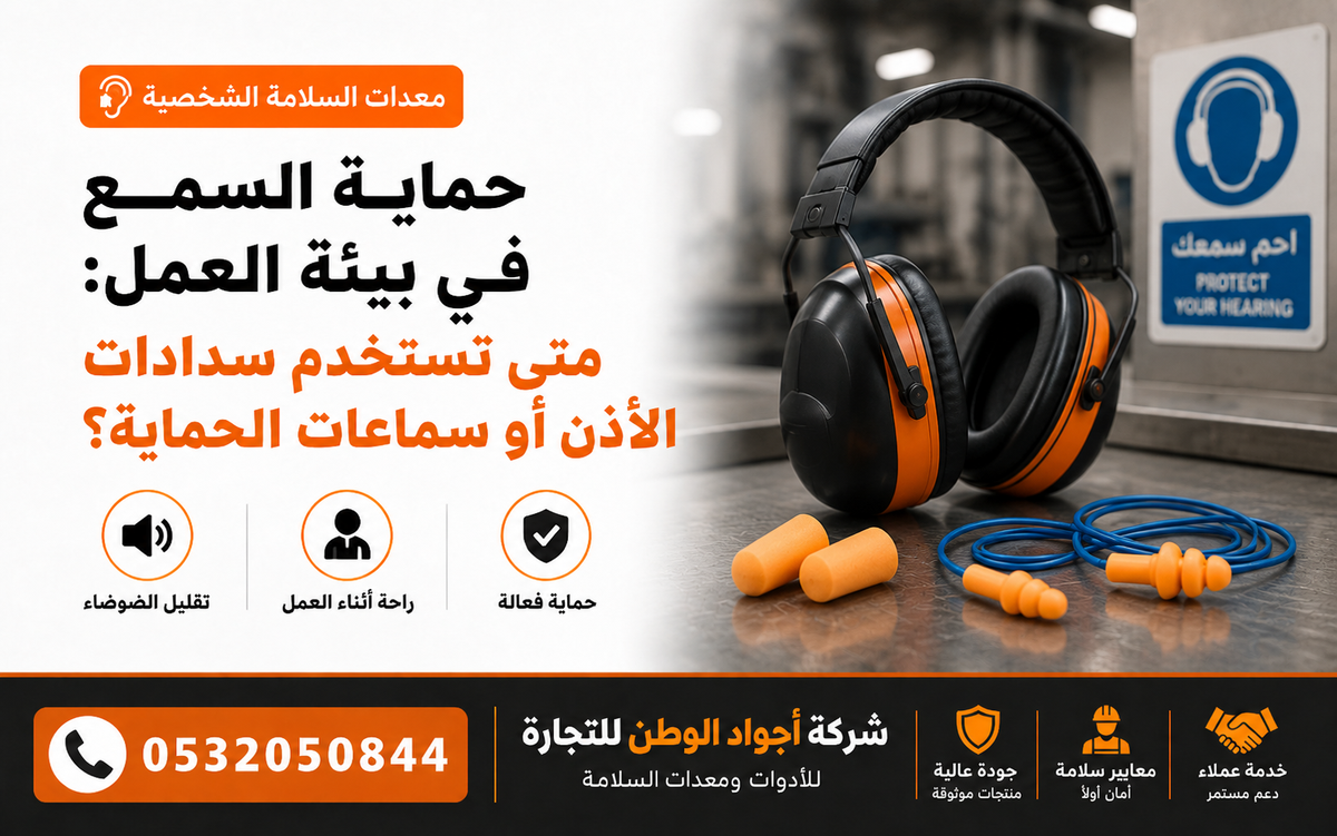 حماية السمع في بيئة العمل: متى تستخدم سدادات الأذن أو سماعات الحماية؟