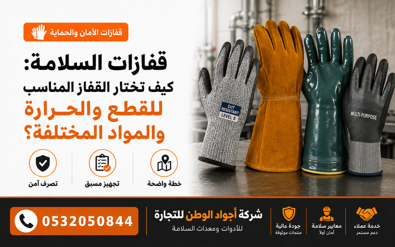 قفازات السلامة: كيف تختار القفاز المناسب للقطع والحرارة والمواد المختلفة؟