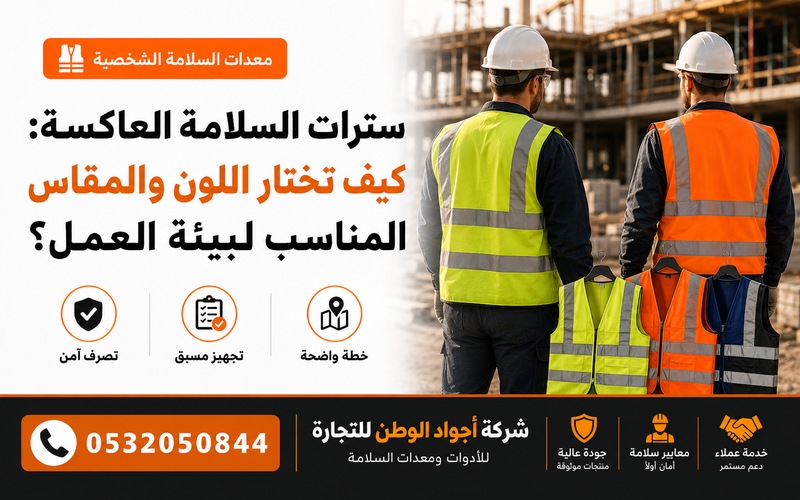 سترات السلامة العاكسة: كيف تختار اللون والمقاس المناسب لبيئة العمل؟