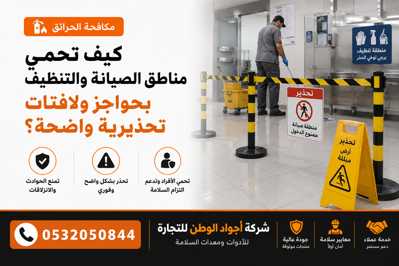 كيف تحمي مناطق الصيانة والتنظيف بحواجز ولافتات تحذيرية واضحة؟