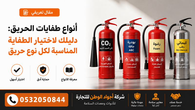 أنواع طفايات الحريق: دليلك لاختيار الطفاية المناسبة لكل نوع حريق