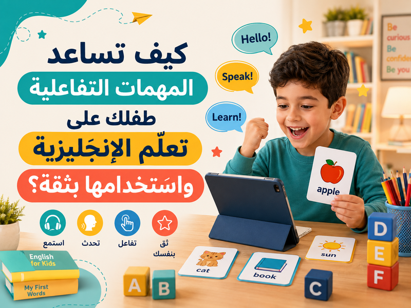 تعلّم الإنجليزية بالممارسة: مغامرة تفاعلية تنقل الطفل من الحفظ إلى الاستخدام