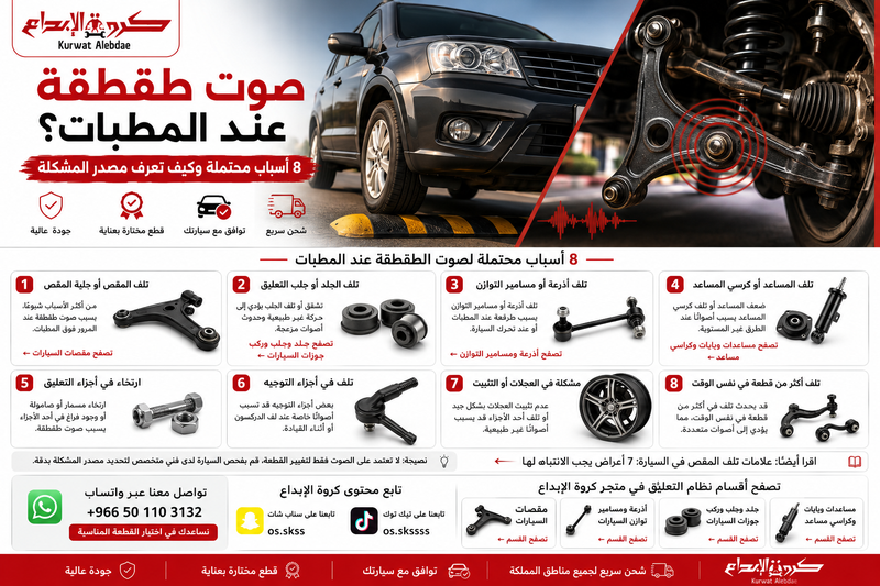 صوت طقطقة عند المطبات: 8 أسباب محتملة وكيف تعرف مصدر المشكلة؟