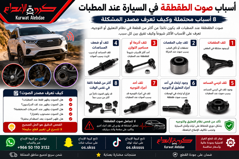 أسباب صوت الطقطقة في السيارة عند المطبات: 8 أسباب محتملة وكيف تعرف مصدر المشكلة