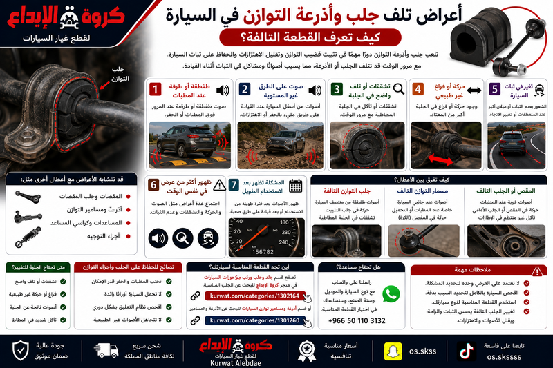 أعراض تلف جلب وأذرعة التوازن في السيارة: كيف تعرف القطعة التالفة؟