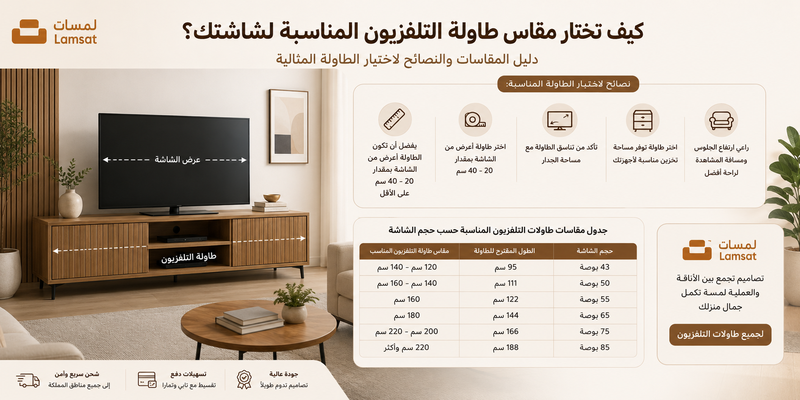 كيف تختار مقاس طاولة التلفزيون المناسبة لشاشتك؟