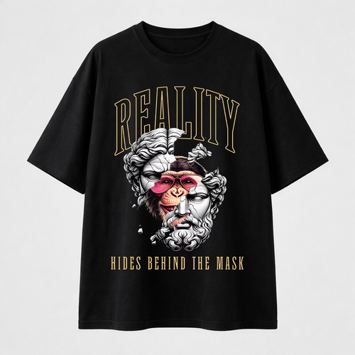 تيشيرت اوفرسايز - Reality Hides Behind the Mask