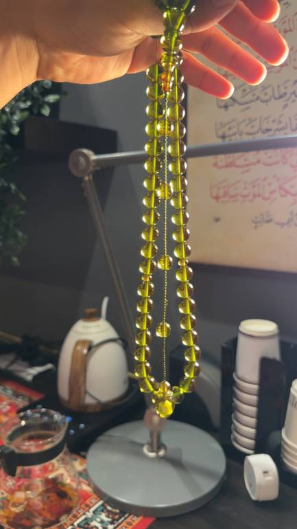 سبحة فاتوران أخضر شفاف | خراطة سوبر 12 ملم